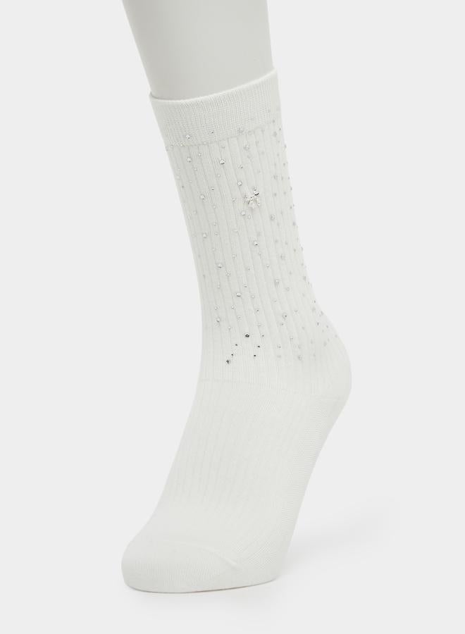 ستايلي طقم من قطعتين - جوارب كلاسيكية مضلعة ومزينة - Image 1